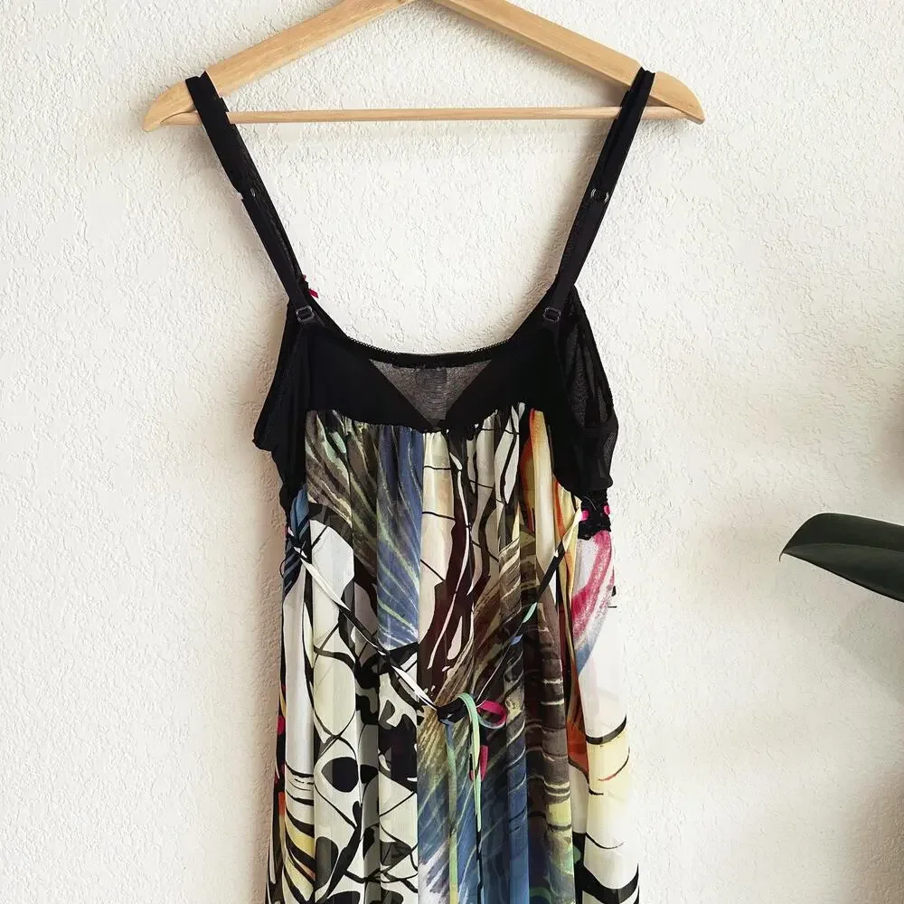 Linea Donatella Sheer Babydoll Maxi Slip Dress Small Coquette Romantic Butterfly